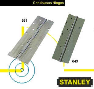 Stanley Continuous Hinges for Commercial - Industrial and Institutional Applications - Available in 304 Stainless Steel